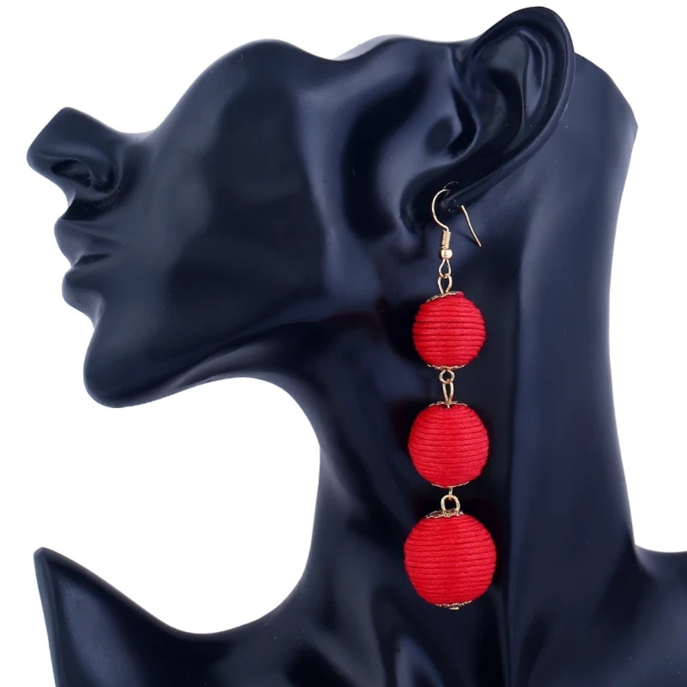 ❤Triple Threard  Drop Ball  Earrings❤